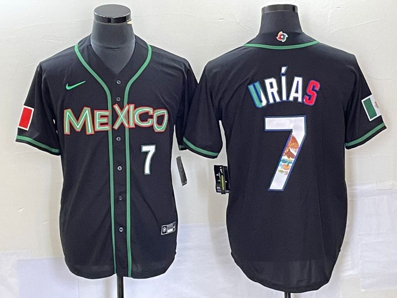 Men 2023 World Cub Mexico 7 Urias Black white Nike MLB Jersey6